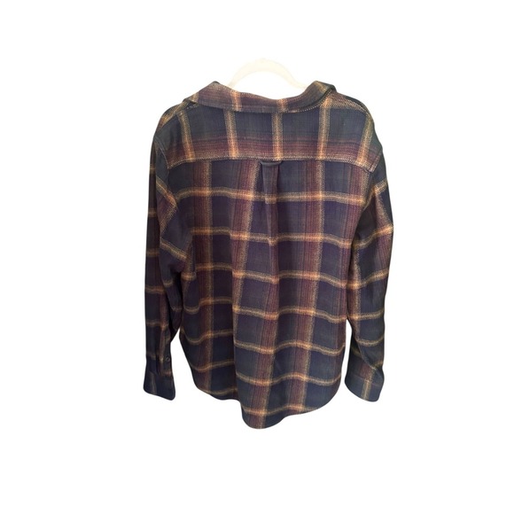 Orvis Plaid Flannel Shirt L Navy Tan Outdoor Workwear Cabincore Rugged - Picture 4 of 6